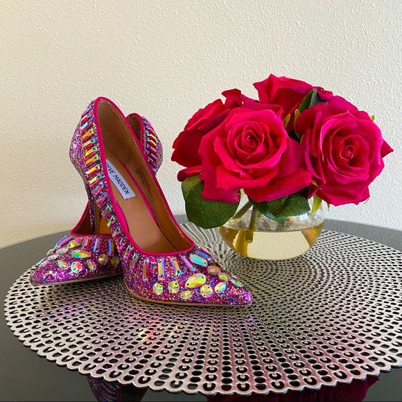 Steve Madden Galaxxie Glitzy Glam Fuchsia Party Pumps (Size 6).🌹 - Picture 3 of 16